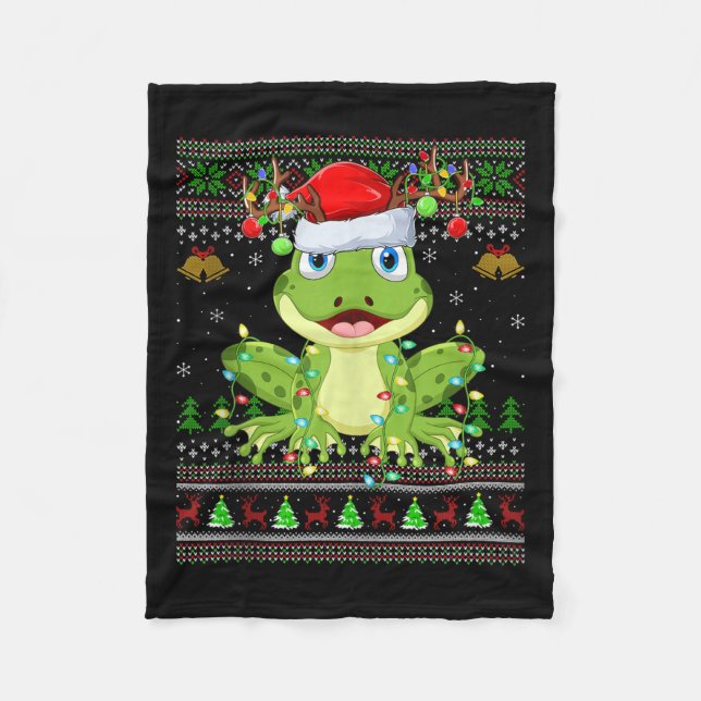 Couverture Polaire Funny Frog Ugly Christmas Sweaters Holiday Santa C (Devant)