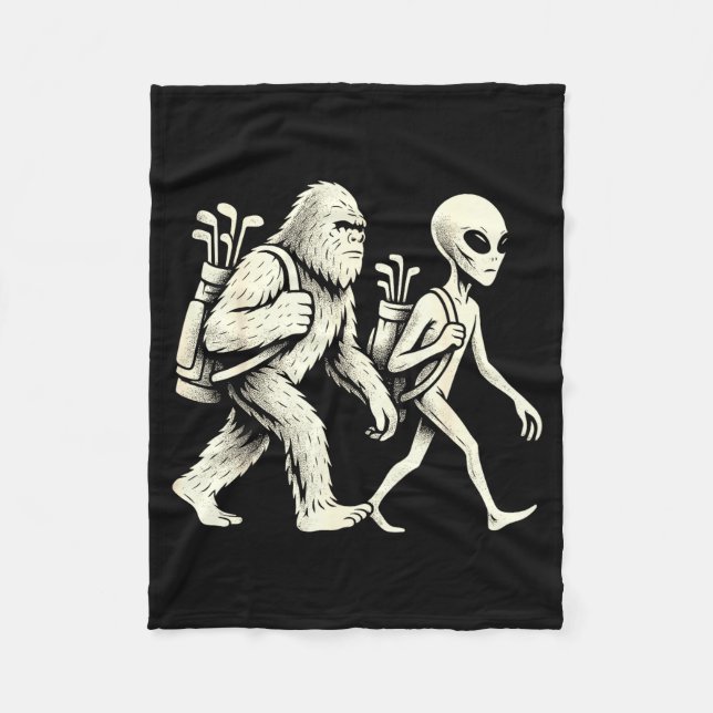 Couverture Polaire Funny Golf Bigfoot Sasquatch Alien Ufo Golfer  (Devant)