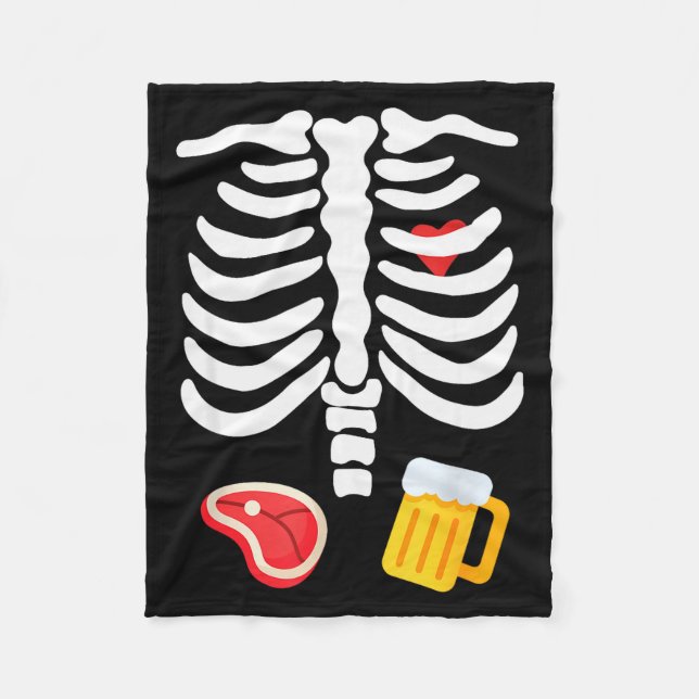 Couverture Polaire Funny Halloween Skeleton Beer &amp; Steak Costume  (Devant)