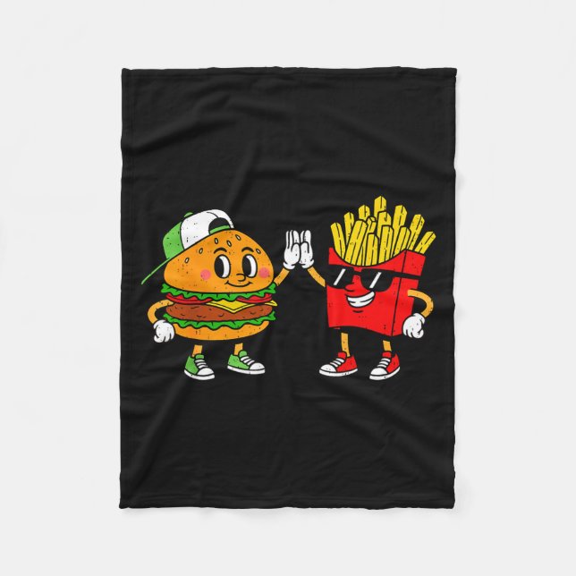 Couverture Polaire Funny Hamburger French Fries Combo Snacks Fast Foo (Devant)
