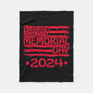 Couverture Polaire Funny Happy Memorial Day 2024, drapeau américain