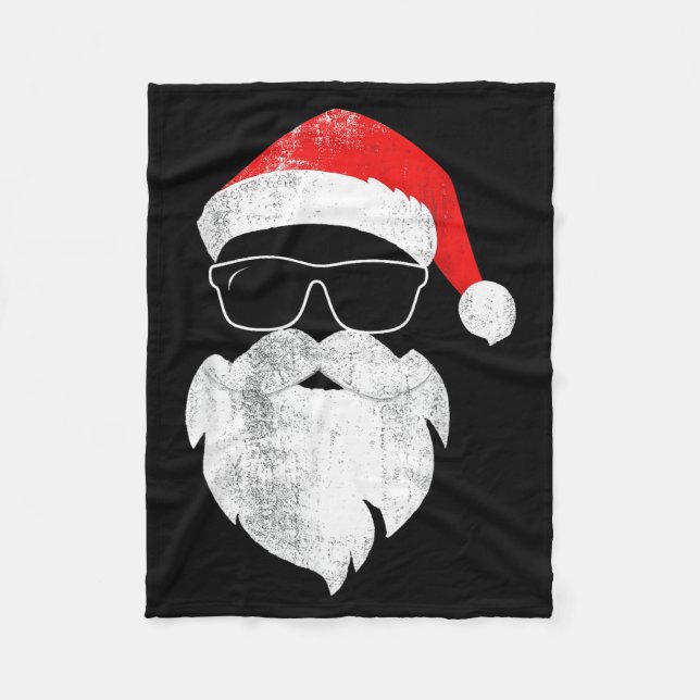 Couverture Polaire Funny Hipster Santa Face With Hat Beard &amp; Gles (Devant)