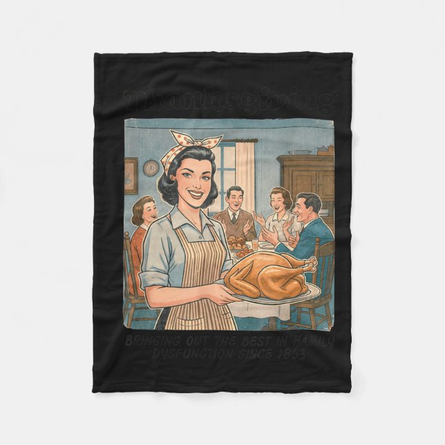 Couverture Polaire Funny Humor Retro Thanksgiving Family Dysfunction  (Devant)