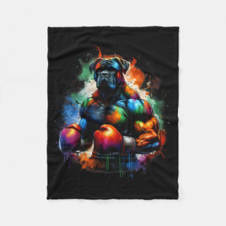 Couverture Polaire Funny Kickboxing Or Boxing Boxer Dog Paint Splash 