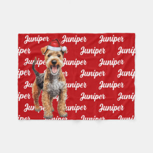 Couverture Polaire Funny Lakeland Terrier Nom du chien Motif Noël