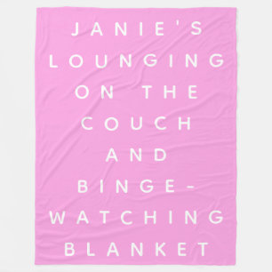 Couverture Polaire Funny Lazy Days Binge Regarder le rose Personnalis