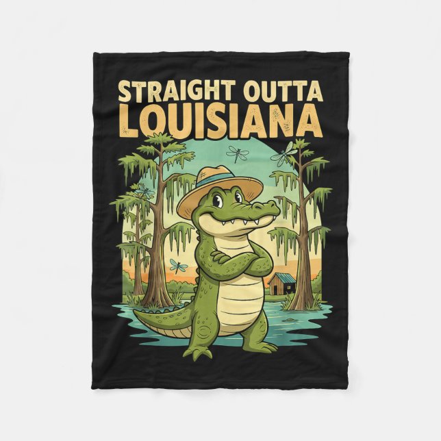 Couverture Polaire Funny Louisiana Alligator Retro Wildlife Travel Ba (Devant)
