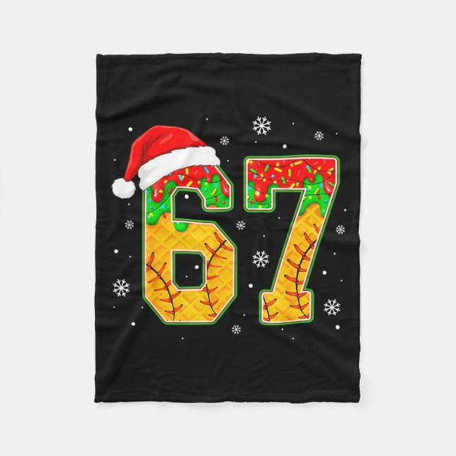 Couverture Polaire Funny Meme 67 Christmas Baseball Ice Cream Men Boy (Devant)