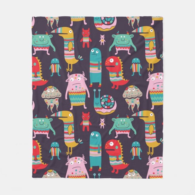 Couverture Polaire Funny monsters seamless pattern (Devant)