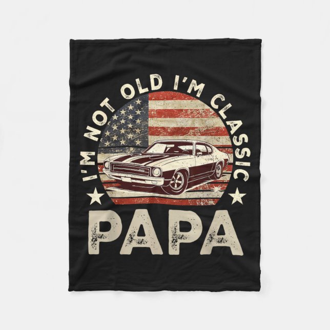 Couverture Polaire Funny Old Car Clic American Us Flag Mens Dad Papa  (Devant)