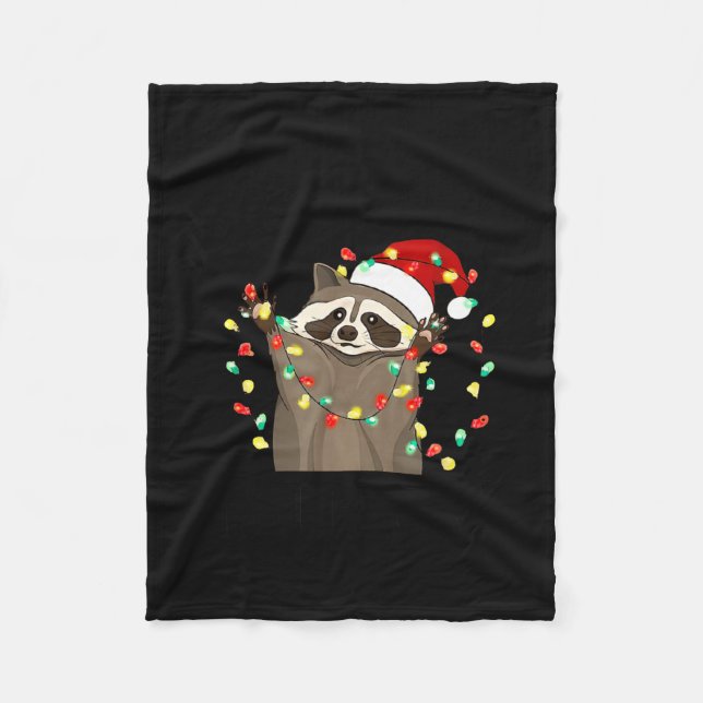 Couverture Polaire Funny Overstimulated But Festive Raccoon Christmas (Devant)