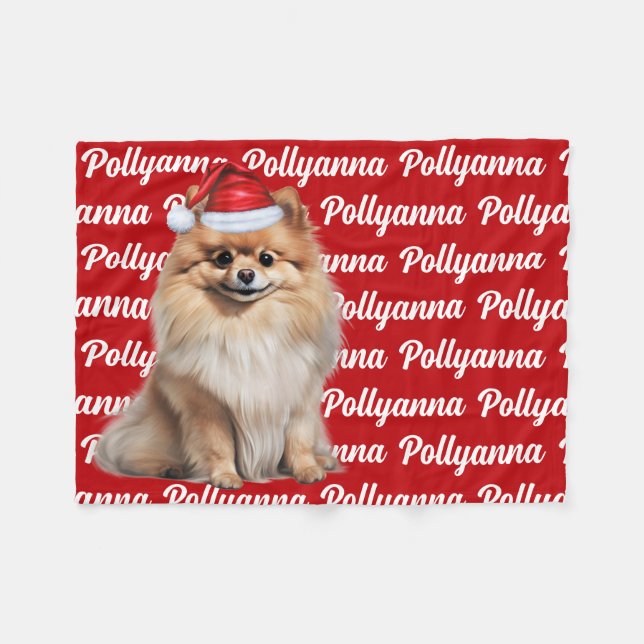Couverture Polaire Funny Pomeranian Dog Name Pattern Christmas (Devant (Horizontal))