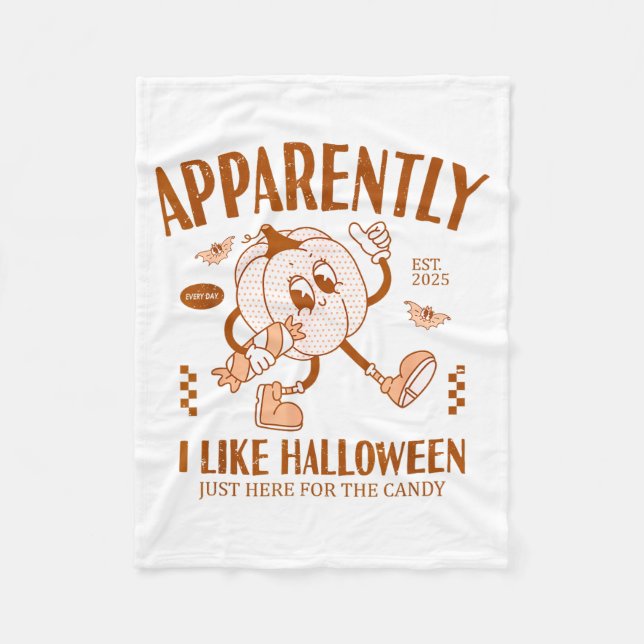 Couverture Polaire Funny Pumpkin Apparently, I Like Halloween  (Devant)