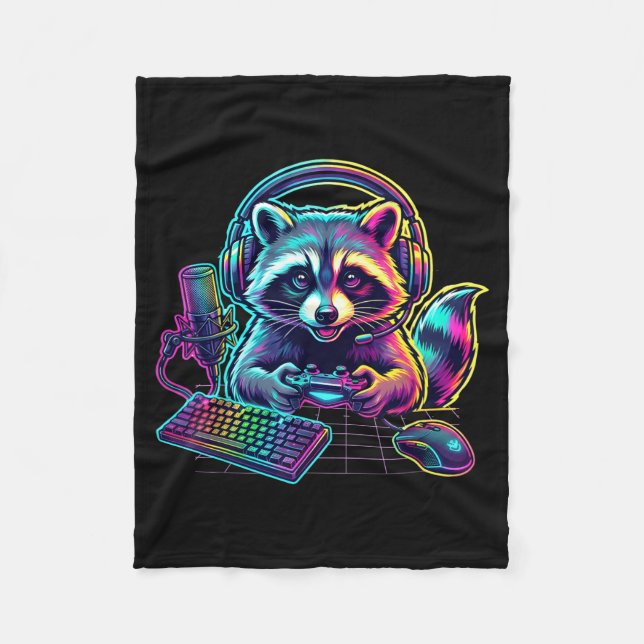 Couverture Polaire Funny Raccoon Gamer Video Game Gaming Lover  (Devant)