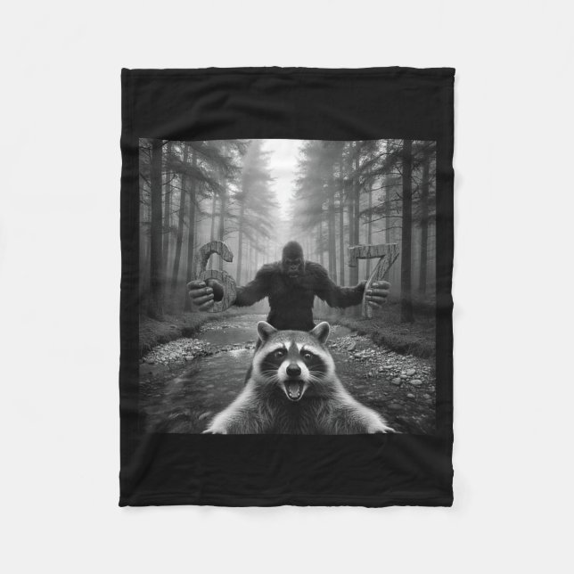 Couverture Polaire Funny Raccoon Selfie With Bigfoot 67 Six Seven Mem (Devant)