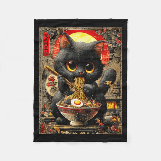 Couverture Polaire Funny Ramen Cat Noodle Lovers Anime Otaku  (Devant)