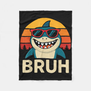 Couverture Polaire Funny Requin Bruh avec Mème Sungles