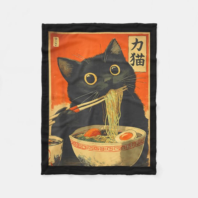 Couverture Polaire Funny Retro Anime Cat Ramen Japanese Cat Graphic A (Devant)
