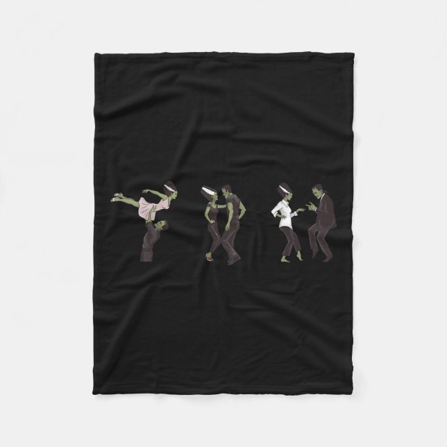 Couverture Polaire Funny Retro Frankenstein Monster Et Mariée Danser (Devant)