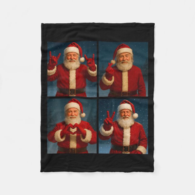 Couverture Polaire Funny Santa Claus Heart And Peace Sign Retro Chris (Devant)