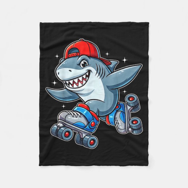 Couverture Polaire Funny Shark On Roller Skates Cute Cool Skater Anim (Devant)