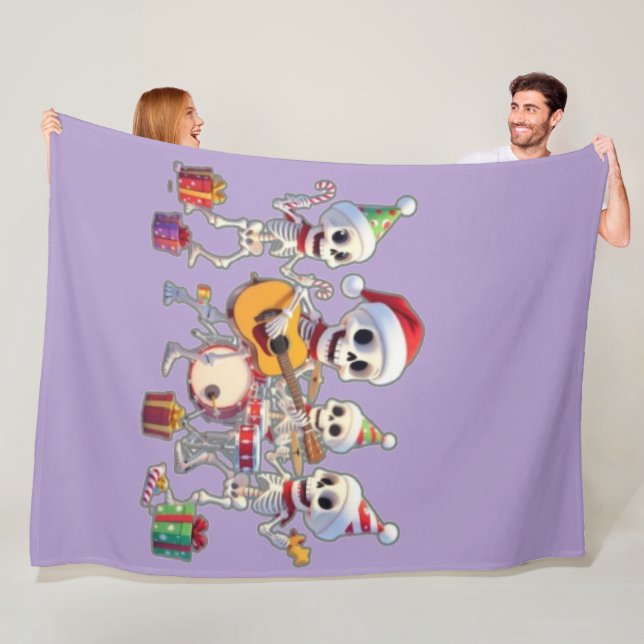 Couverture Polaire Funny Skeleton Band Christmas & New Year – 3D Cart (En situation)