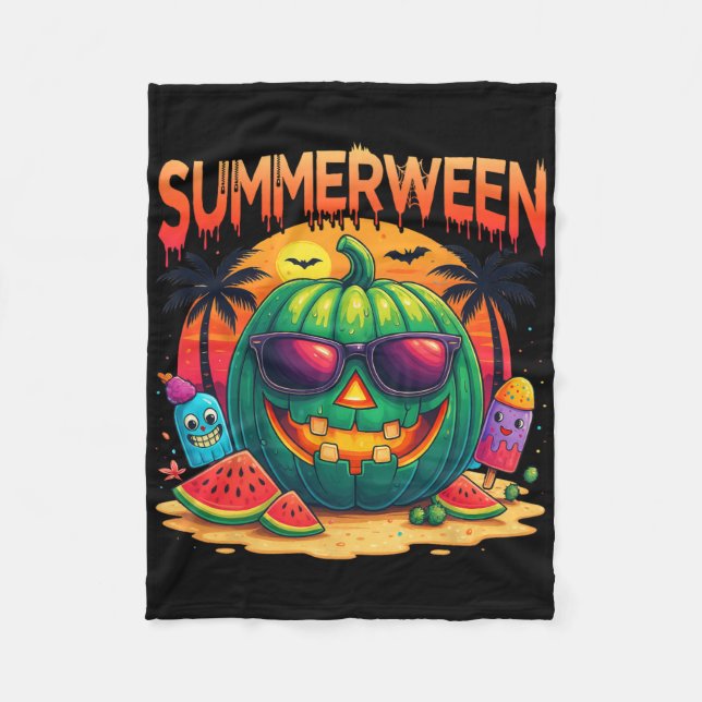 Couverture Polaire Funny Skeleton Summer Summerween Watermelon Jack-o (Devant)