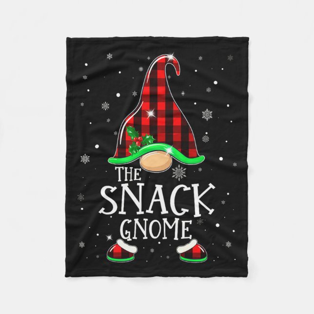 Couverture Polaire Funny Snack Gnome Buffalo Plaid Matching Christmas (Devant)