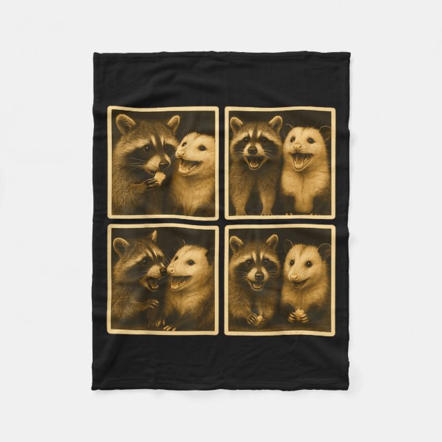 Couverture Polaire Funny Ssum And Raccoon Photobooth Selfie Trash Fer (Devant)