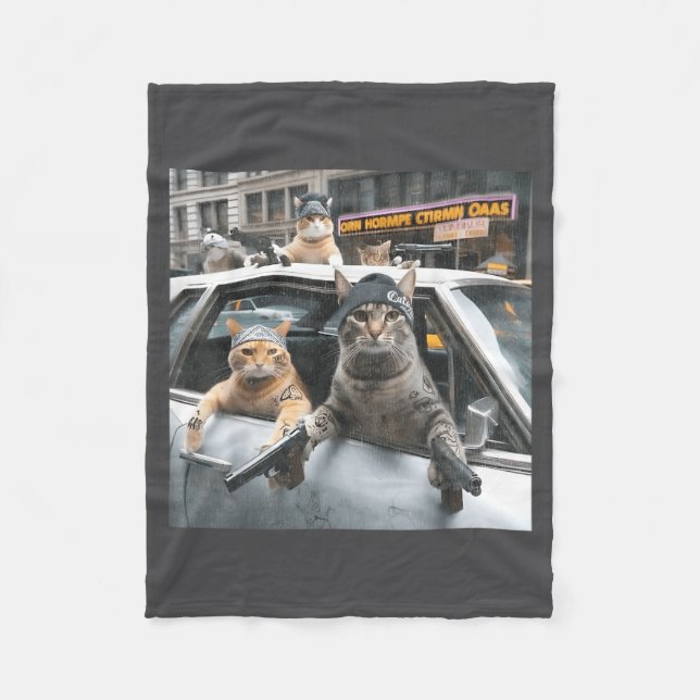 Couverture Polaire Funny Tactical Cat Meme Military Style  (Devant)