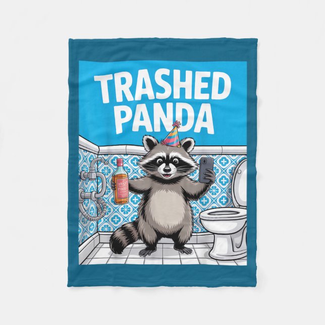 Couverture Polaire Funny Trashed Panda Raccoon Gets Drunk  (Devant)