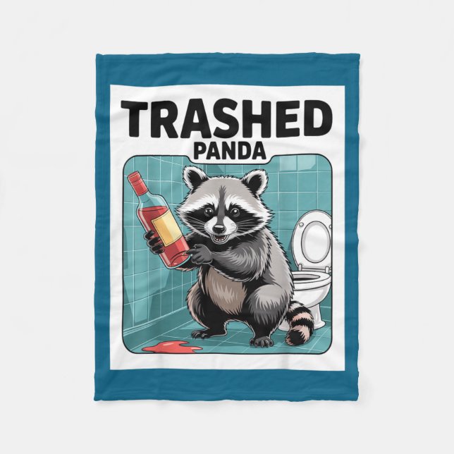 Couverture Polaire Funny Trashed Panda Raccoon Gets Drunk  (Devant)