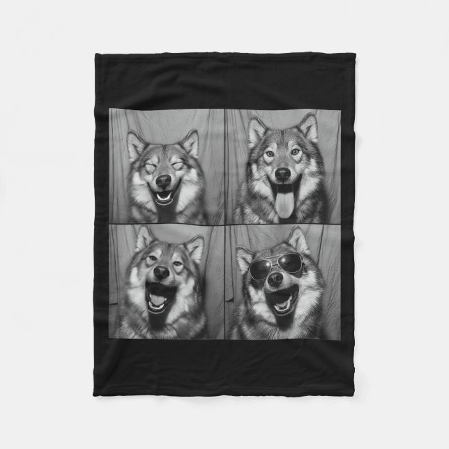 Couverture Polaire Funny Wolf Photo Booth Sungles Dog  (Devant)