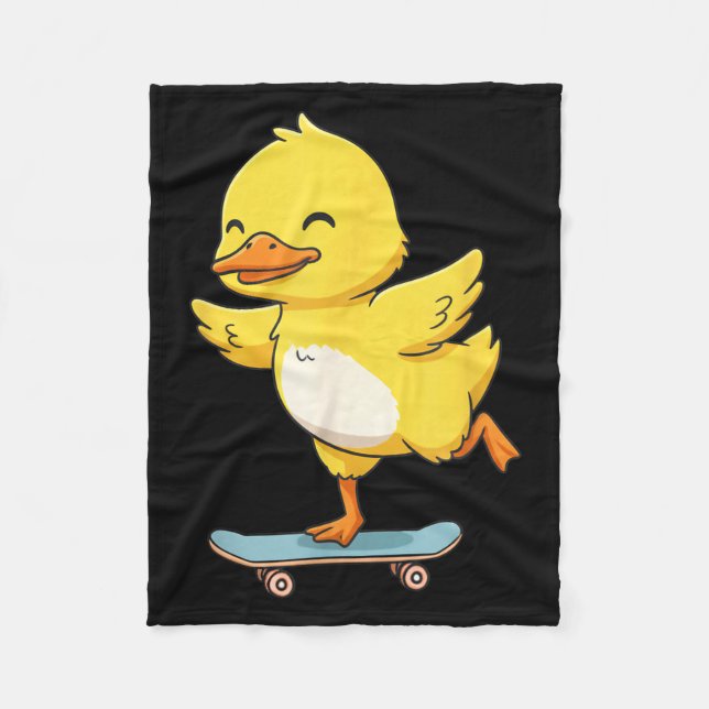 Couverture Polaire Funny Yellow Duck Skater Skateboard Ballerina Zoo  (Devant)