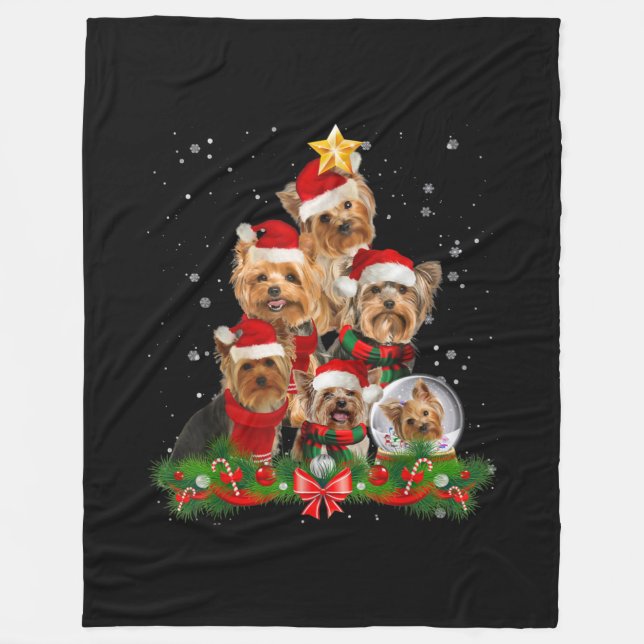 Couverture Polaire Funny Yorkshire Terrier Doigt de Noël (Devant)