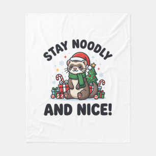 Couverture Polaire Furet drôle de Noël Restez Noodly et gentil