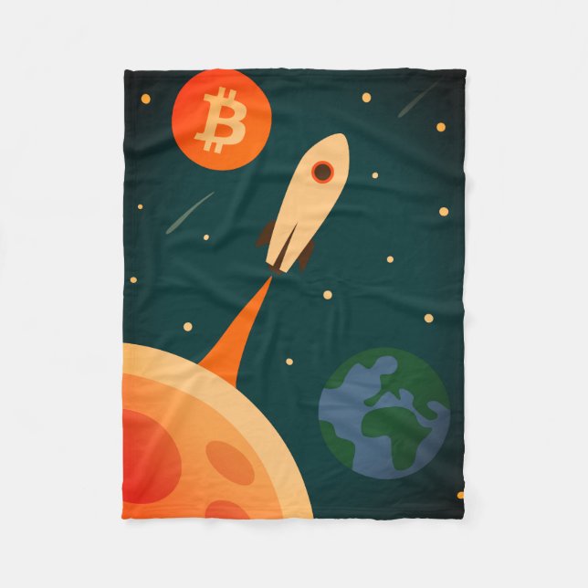 Couverture Polaire Fusée Bitcoin (Devant)