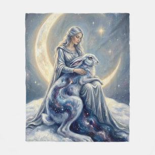 Couverture Polaire Galaxie céleste Lièvre Lune Déesse Fantastique Art