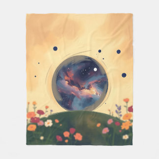 Couverture Polaire Galaxie impressionniste avec jardin fleuri