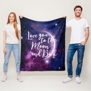 Couverture Polaire Galaxie Violette Magique Croissant de Lune Céleste