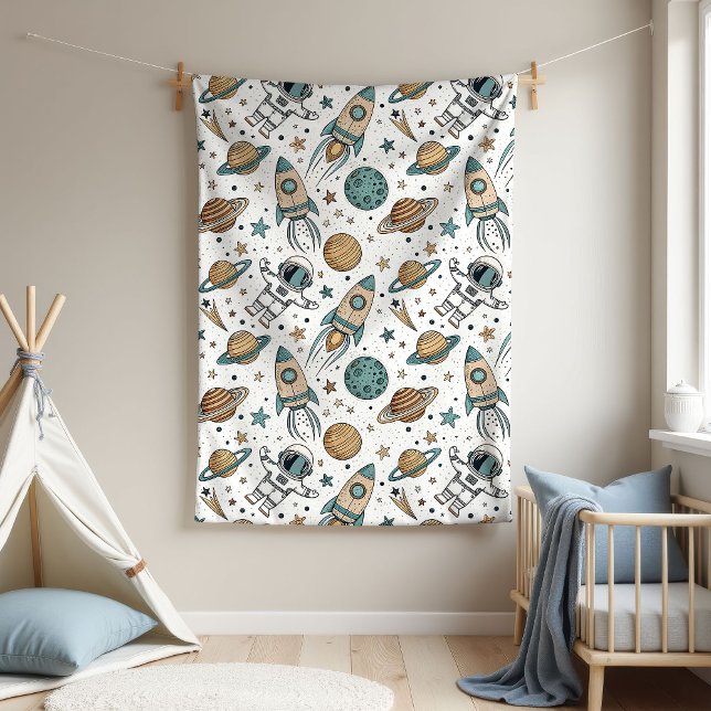 Couverture Polaire Galaxy Baby Blanket Astronaut Thème pour garçons (Galaxy Baby Blanket Astronaut Theme for Boys)