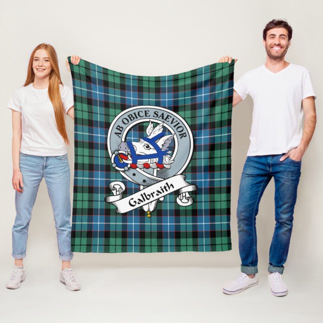 Couverture Polaire Galbraith Ancien Clan Badge Tartan Plaid (En situation)