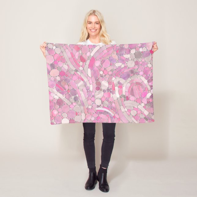 Couverture Polaire Galets Mosaic Art - Rose rose pâle (En situation)