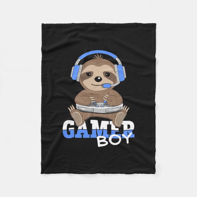 Couverture Polaire Gamer Boy Sloth Jeu Machines à Sous Jeu Vidéo Jeu  (Devant)