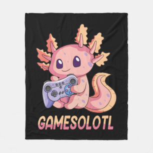 Couverture Polaire Gamesolotl Axolotl Vidéo Gamer Kawaii Pastel Goth
