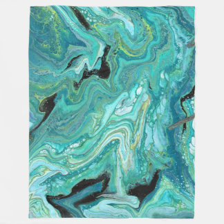 Couverture Polaire Gangs Back 1 Blanche Abstraite verte liquide
