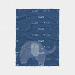 Couverture Polaire Garçon nommé personnalisé par éléphant modern