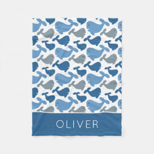 Couverture Polaire Garçon personnalisé mignon de baleine grise de