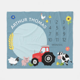 Couverture Polaire Garçons adorable ferme tracteur et nom jalon