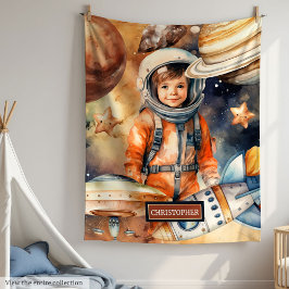 Couverture Polaire Garçons Astronaut Blanket Planètes spatiales perso